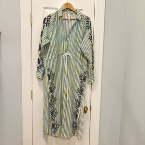 Anthropologie Midi Shirt Dress Kaftan Stripe Size Small beach bohemian